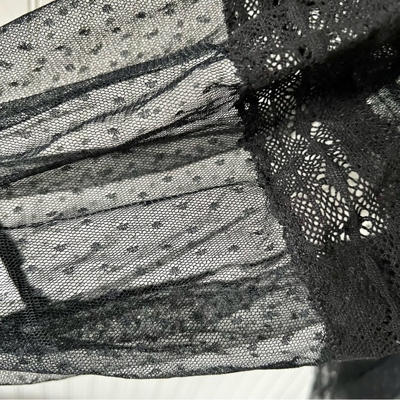 Free People True Candy Lace Swiss Dot Black Crop Tunic Top Size Medium - Picture 5 of 8